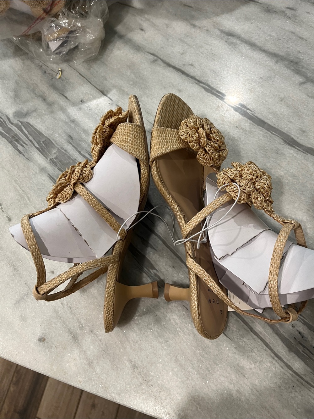 A New Day Esme Woven Floral Accent Strappy Sandal - Beige - Picture 5 of 6